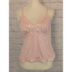 ROMWE Pink Lace Trim Tank Top